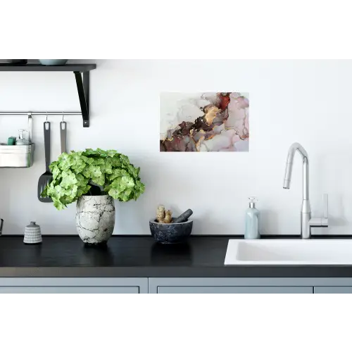 Rood - Marmer - Goud Muursticker klein -keuken