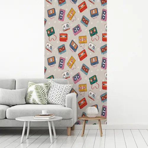 Muziek - Cassette - Patroon fotobehang vinyl groot 64 -woonkamer
