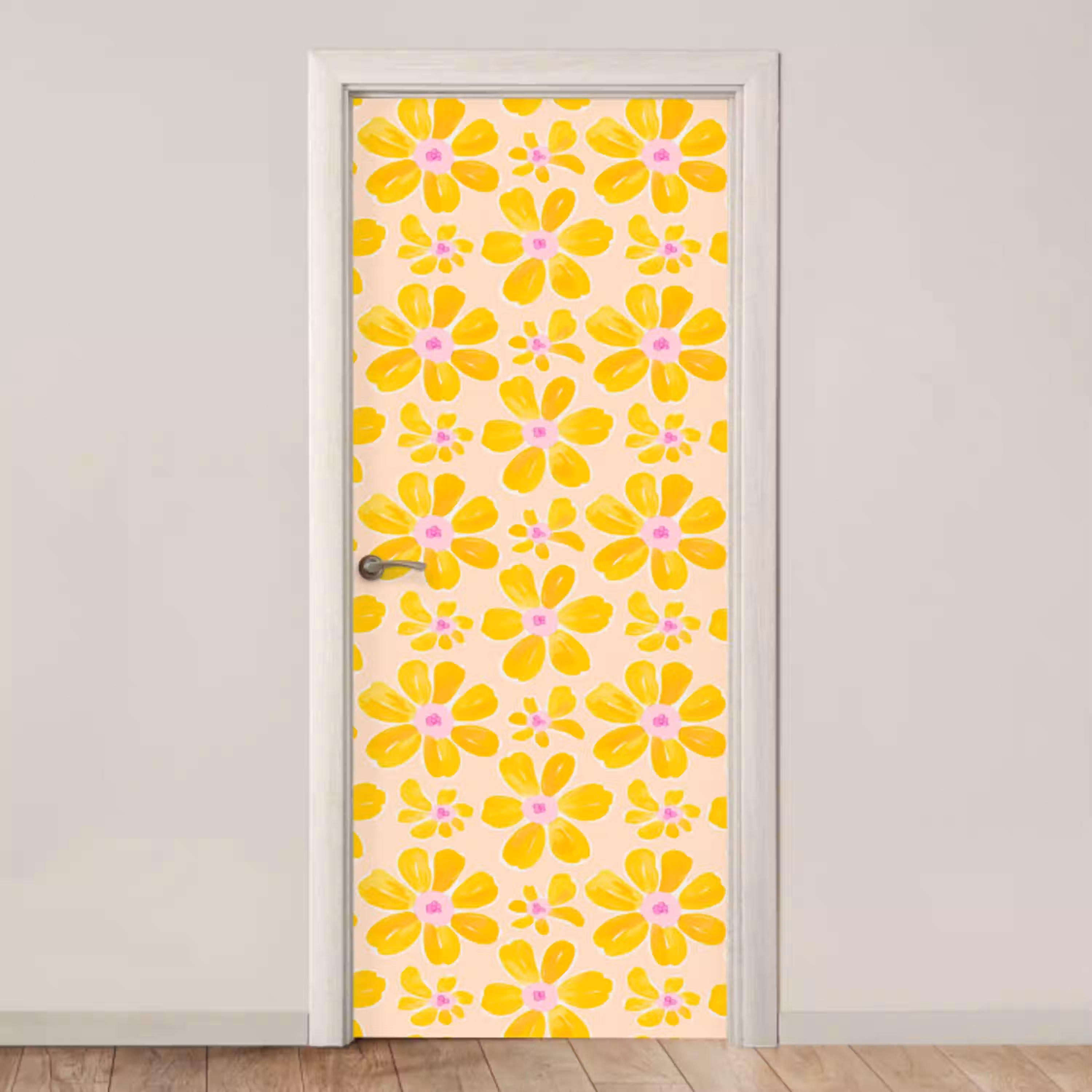 Zomers - Bloemen - Geel deurposter klein 289 -3d_beige