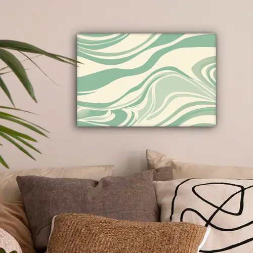 Organische lijnen - Mintgroen - Marmer canvas 2cm klein -sfeer1