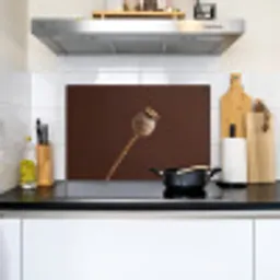 Papaverbol - Droogbloem - Bruin - Minimalistisch Inductie beschemer met haakjes klein -sfeer2