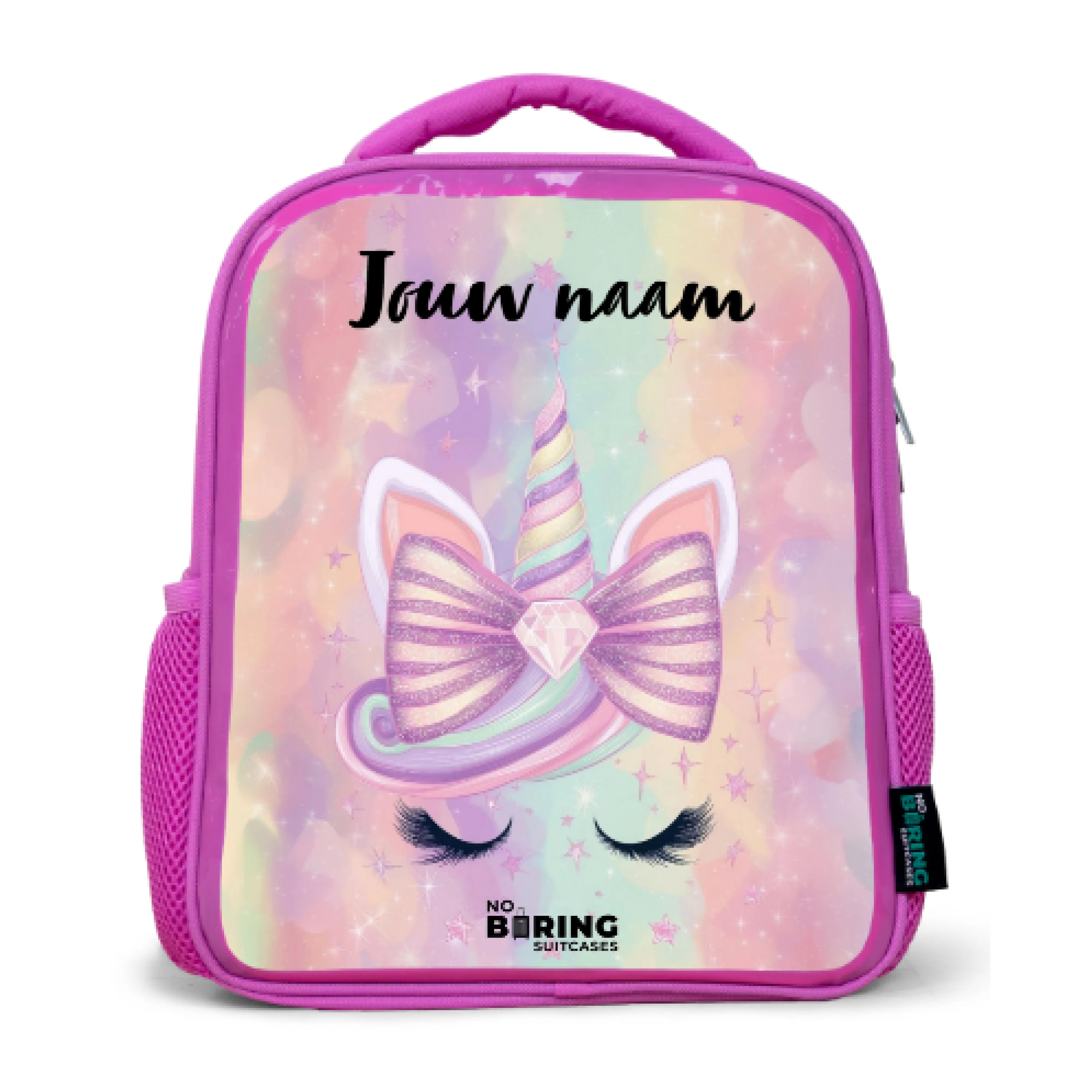 Kinderrugzak met naam - Roze - Eenhoorn - Glitters - Regenboog - Pastel