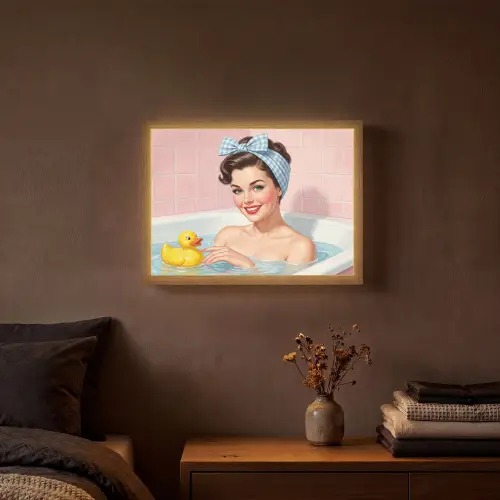 Badkamer - Eend - Blauw Light Box met batterij (Wandlamp) middel -sfeer4