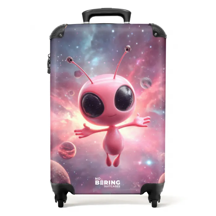 Roze alien in de ruimte NBS - Handbagage koffer - Kinderen Unisex middel -productfoto_recht