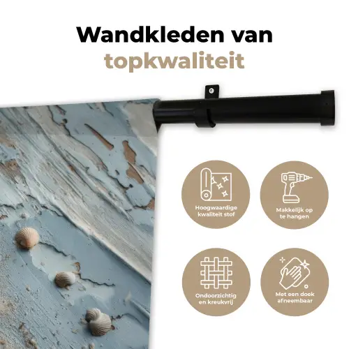 Anker - Hout - Schelpen - Zand Wandkleed katoen klein -sfeer2
