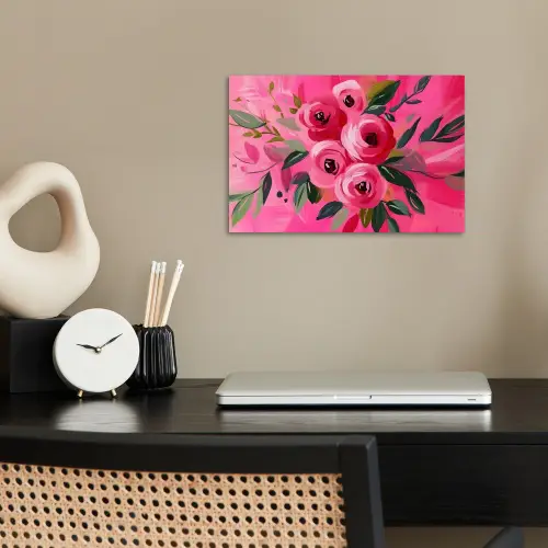 Bloemen - Verf - Roze poster papier klein -sfeer1