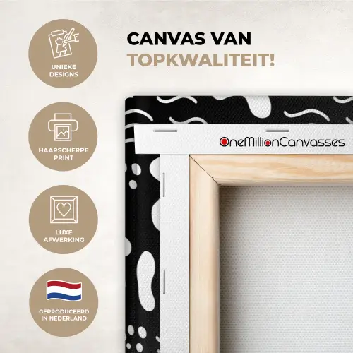 Wit - Zwart - Dynamisch - Patroon canvas 2cm xxl 828 -sfeer2