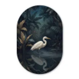Reiger - Water - Natuur - Modern - Wit Wandcirkel Ovaal Forex klein -3d