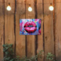 Graffiti - Lippen - Felroze - Geschilderd tuinposter los doek klein -sfeer1