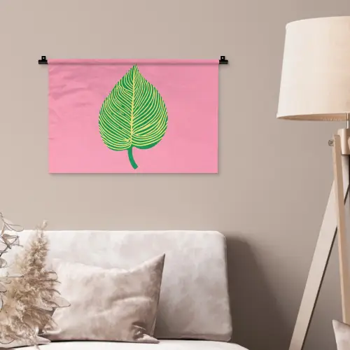Illustratie - Blad - Minimalistisch - Groen Wandkleed katoen klein -sfeer4