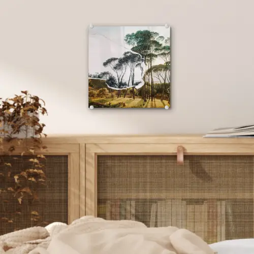 Italiaans landschap parasoldennen - Kunst - Hendrik Voogd - Schilderij - Zwart wit - Oude meesters plexiglas 5mm klein -sfeer4