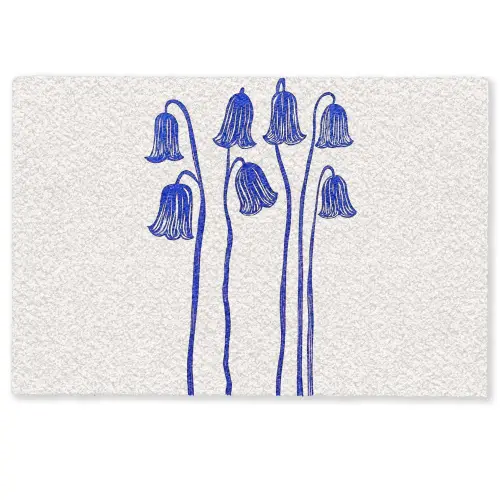 Bloemen - Blauw - Lijnen - Bloemblaadjes Deurmat klein -zkaufland3d