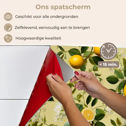 Citroen - Groen - Bloesem keuken achterwand spatscherm klein 900 -spatscherm_NL