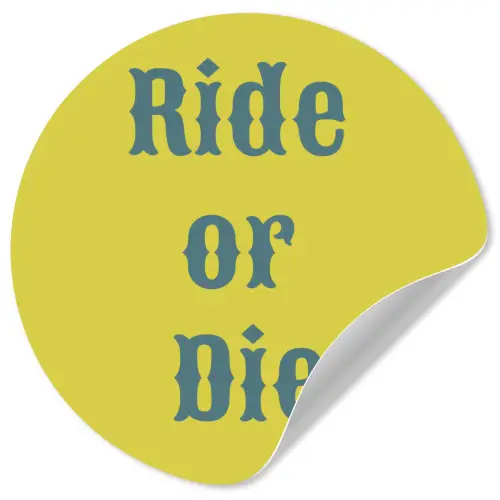 Ride or die - Geel - Blauw Wandcirkel behangsticker klein -3d