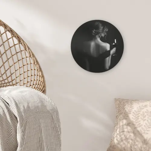 Vrouw - Wijn - Jurk Akoestische PET Vilt - Rond klein -sfeer4