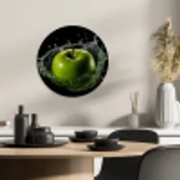 Appel - Groen - Fruit - Water - Zwart KitchenYeah - Keuken - Wandcirkel Forex klein -sfeer2