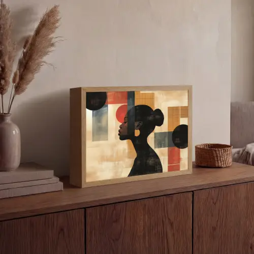 Zijaanzicht - Vrouw - Vormen Light Box met batterij (Wandlamp) middel -sfeer2