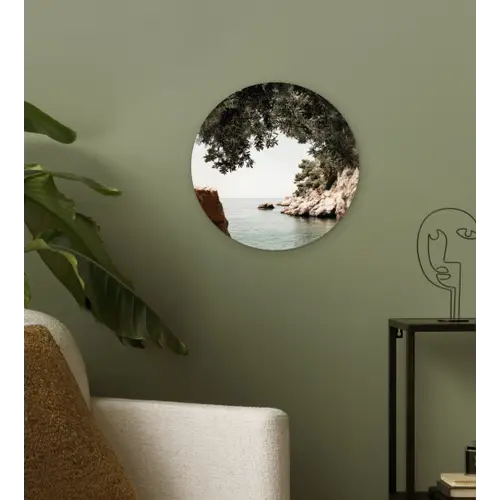 Rotsen - Zee - Boom - Groen Wandcirkel plexiglas klein -sfeer3