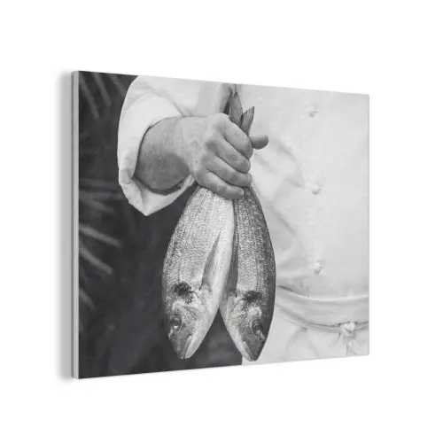 Vissen - Chef - Zwart - Wit PET vilt klein -3d