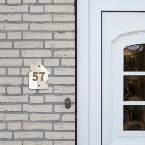 Abstract beige - Traditioneel Naambord Huisje klein -sfeer1