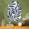Bladeren - Klimop - Donkerblauw Wandcirkel Ovaal Glas middel -sfeer2