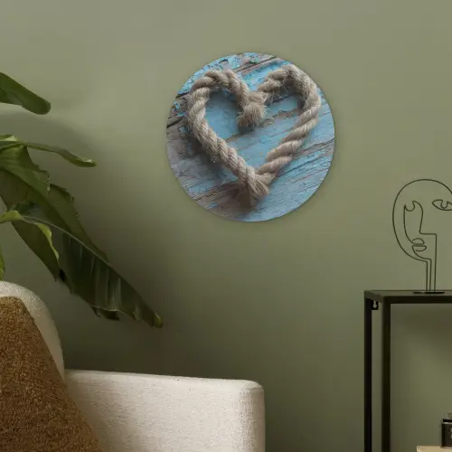Hart - Touw - Hout - Rustiek Akoestische PET Vilt - Rond klein -sfeer2