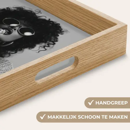 Vrouw - Pasta - Zwart - Wit Dienblad Rechthoek middel -USP_HandgreepNL