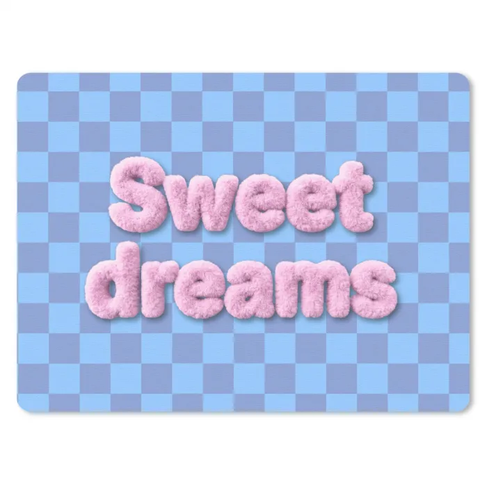 Sweet dreams - Vierkanten - Roze - Blauw muismat rubber klein -3d