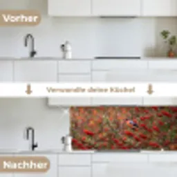 Goudvink - Bessen - Herfst - Natuur - Kleurrijk keuken achterwand 2 middel -voor-na_DE
