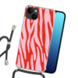 Zebraprint - Roze - Rood - Dierenprint Crossbody Case iPhone 14 middel -sfeer1