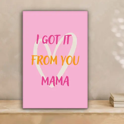 Mama - Quote - Hart - Roze canvas 2cm klein -sfeer1