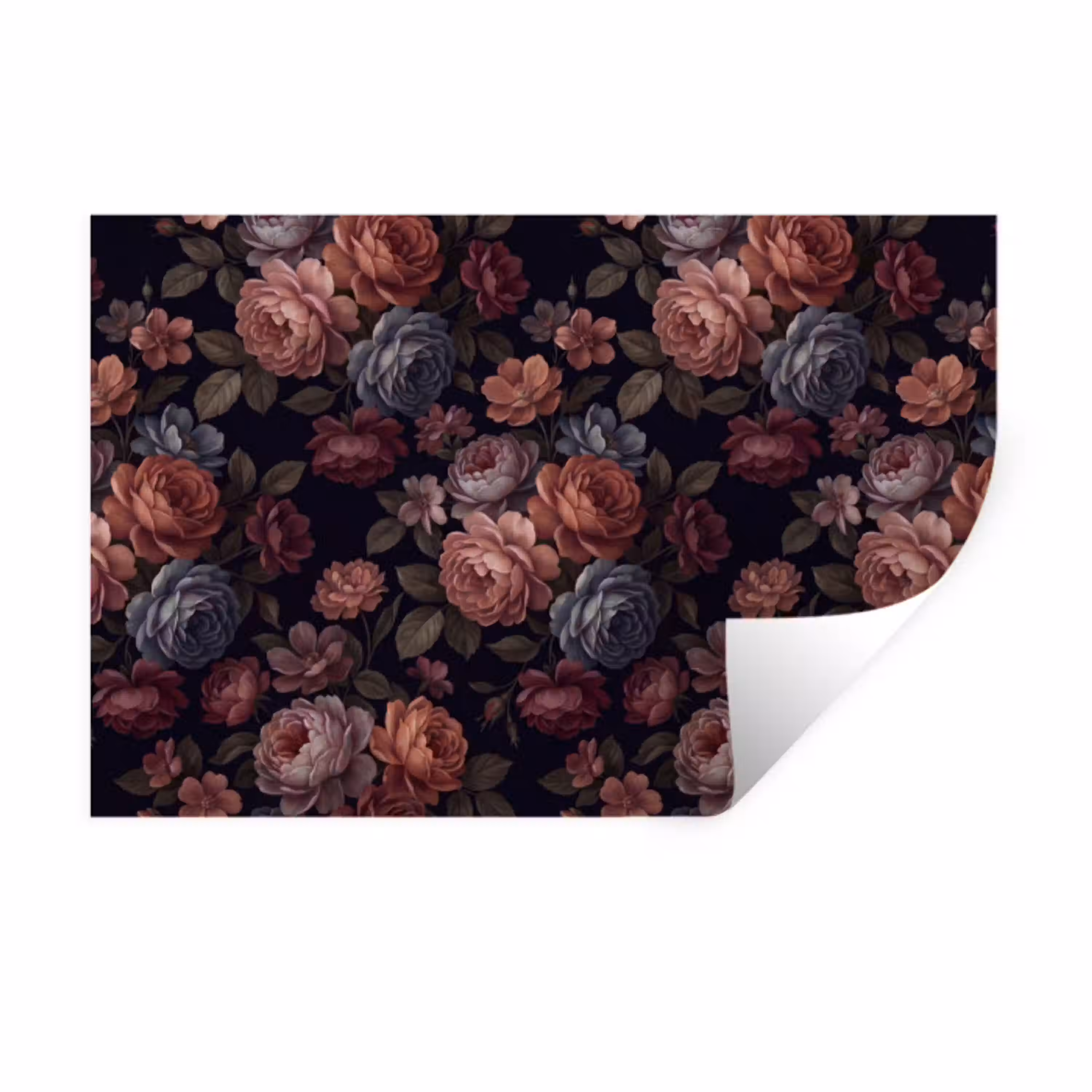Bloemen - Patroon - Vintage - Donker - Roze Muursticker klein -3d