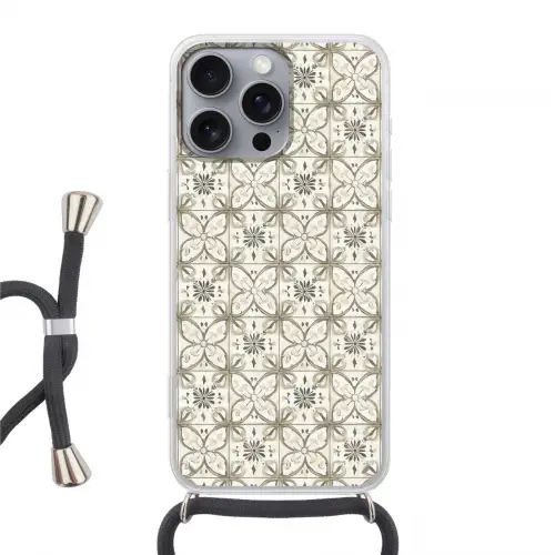 Antiek - Tegel - Beige Hoesje iPhone 16 Pro Max met koord klein 804 -3d