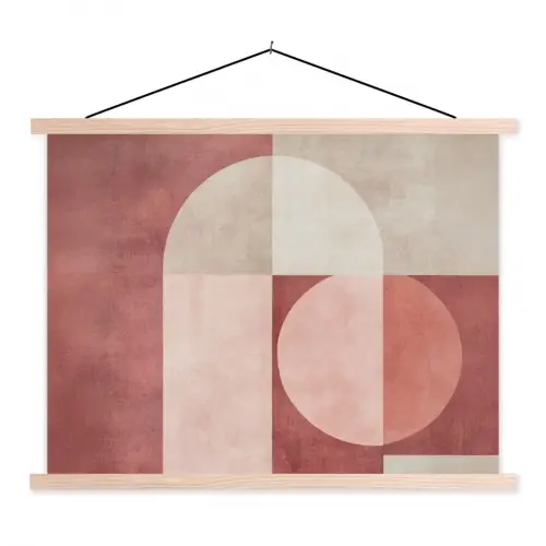 Figuren - Abstract - Roze textielposter latten blank klein -3d