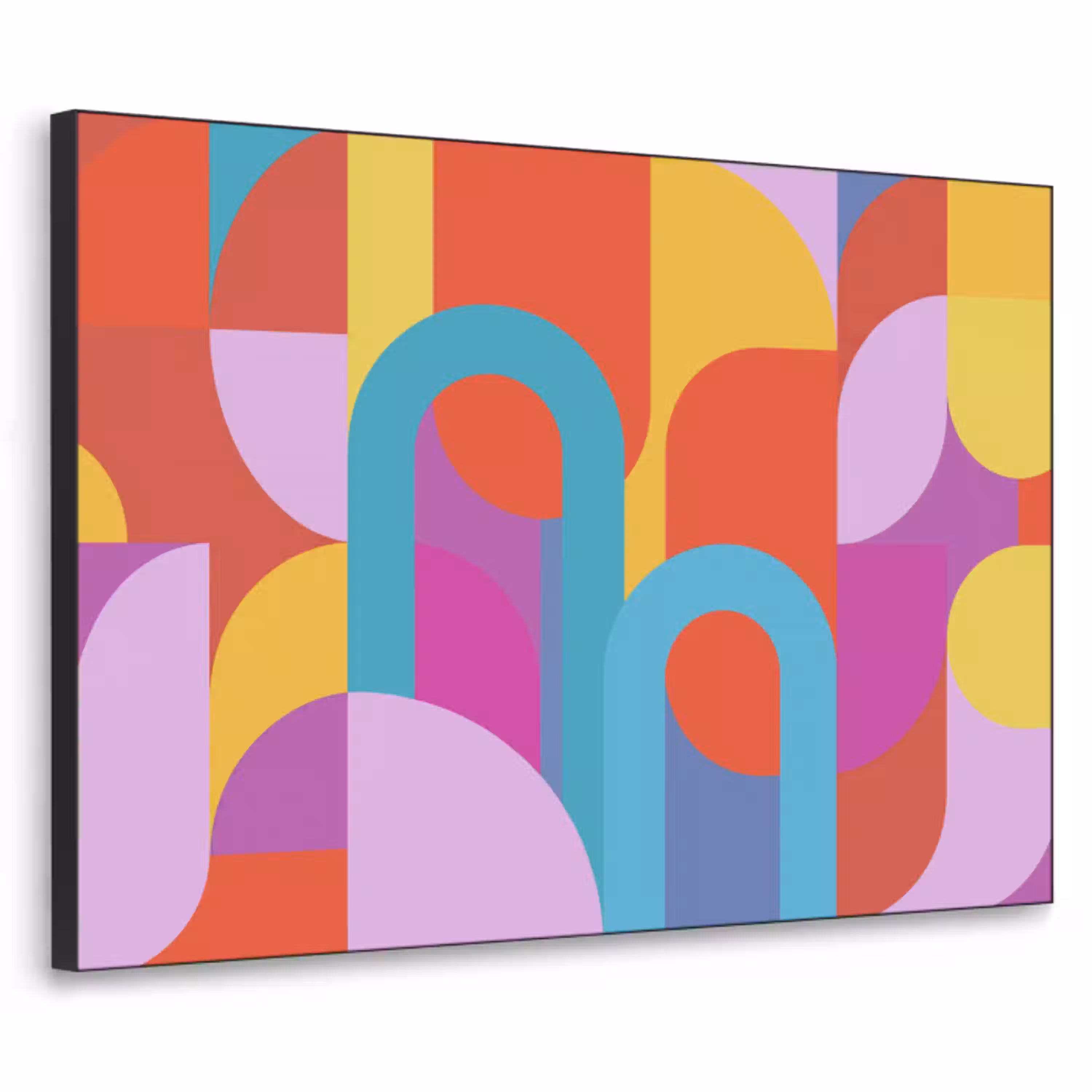Abstract - Geometrie - Kleurrijk - Modern - Kunst Textielframe zwart klein -3d
