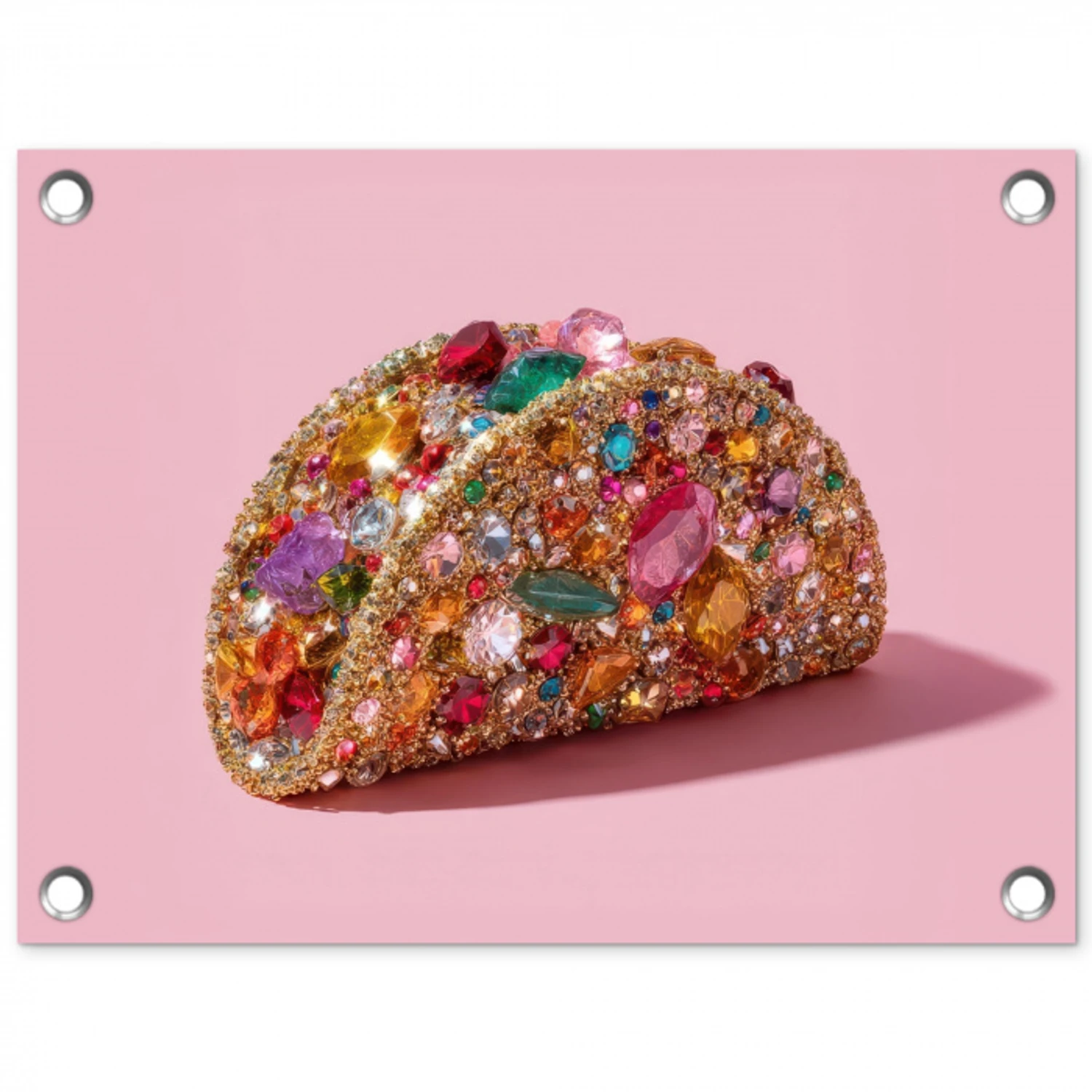 Taco - Kleurrijk - Edelstenen - Goud tuinposter los doek klein -3d