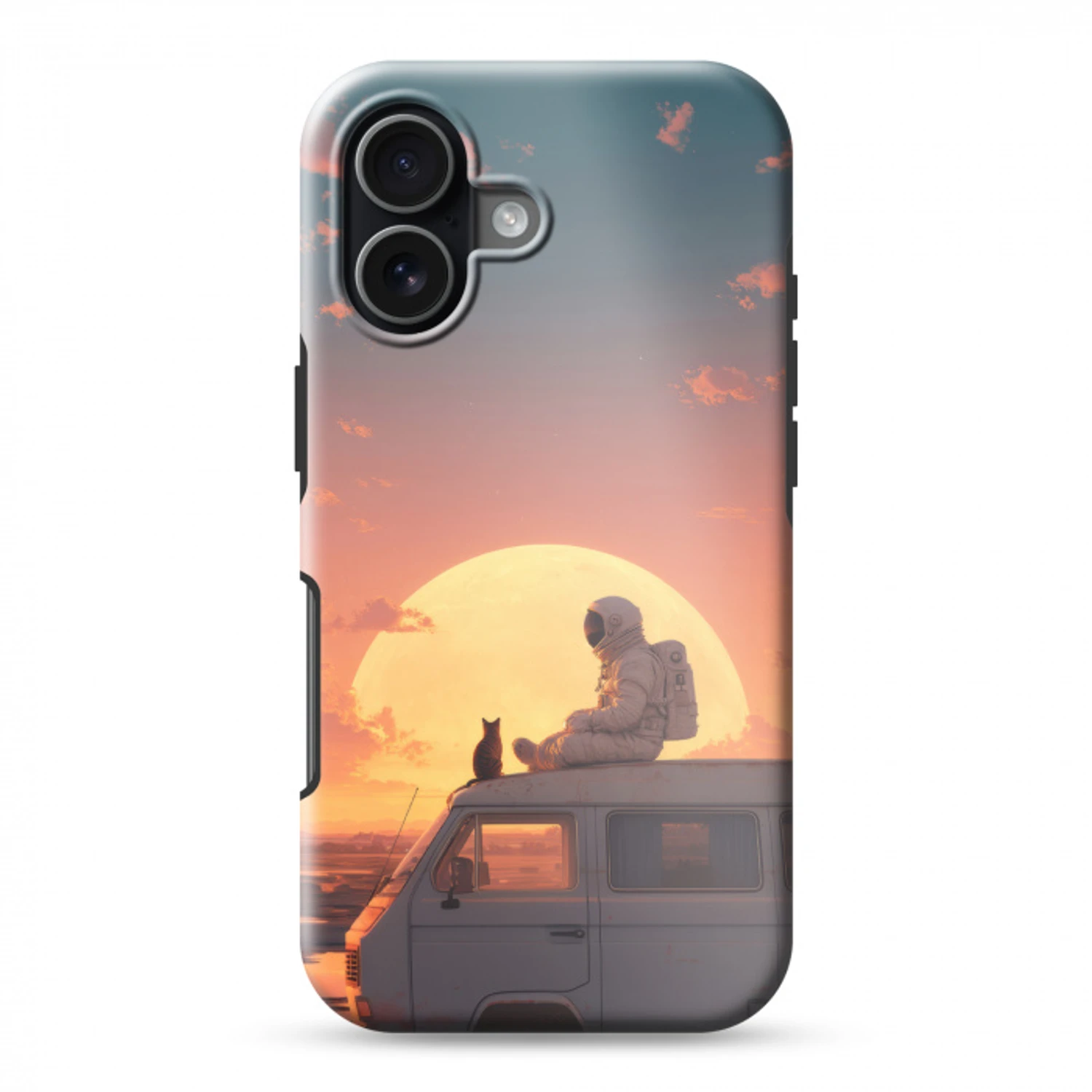 Busje - Kat - Zonsondergang - Oranje Toughcase MagSafe Apple iPhone 17 klein -3d