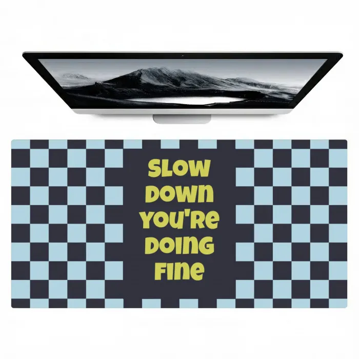 Patroon - Geblok - Blauw - Slow down you're doing fine Muismat XXL klein -zzz3d