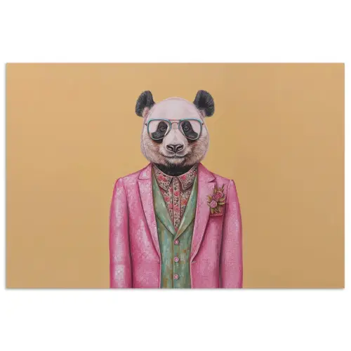 Panda - Pak - Zonnebril - Blauw poster papier klein -3d