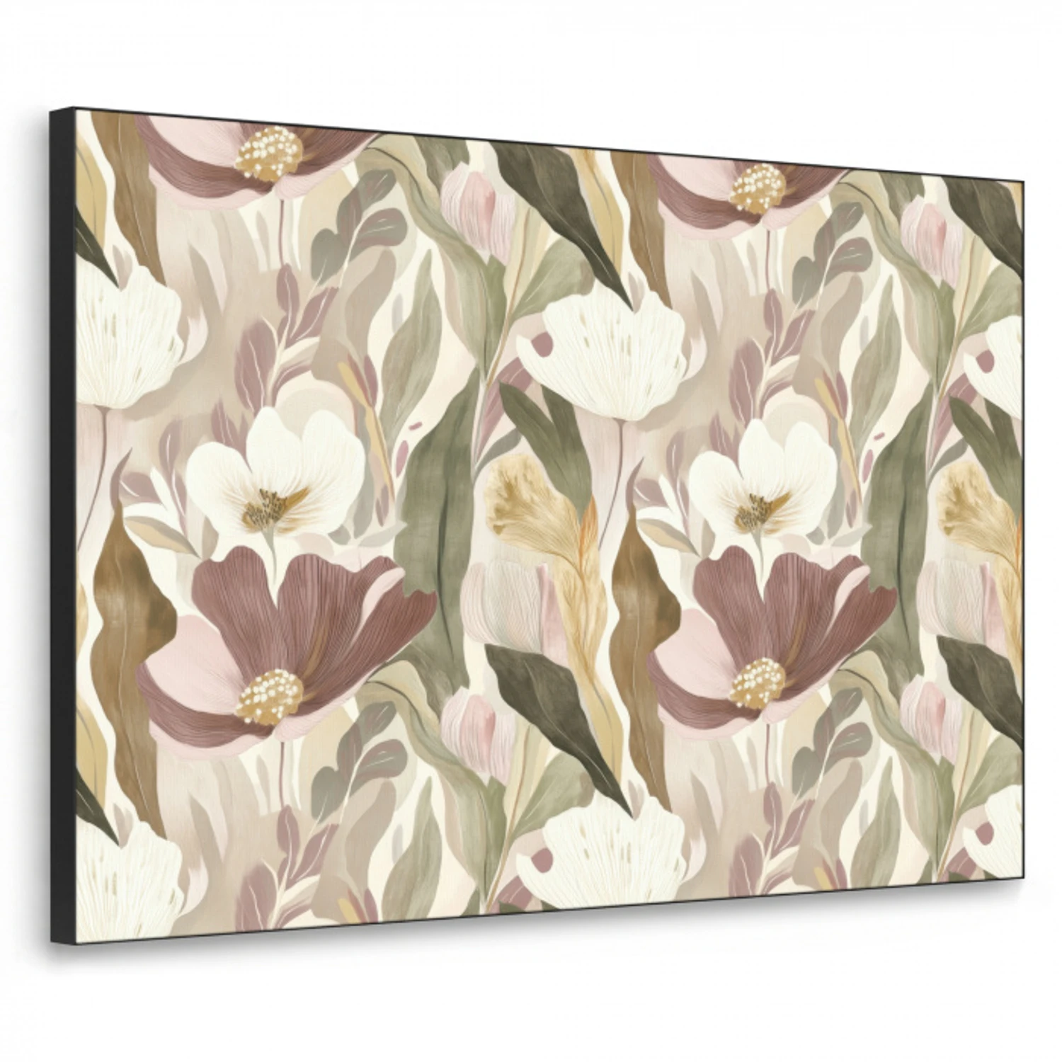 Bloemen - Aquarel - Kleurrijk Textielframe zwart klein 947 -3d