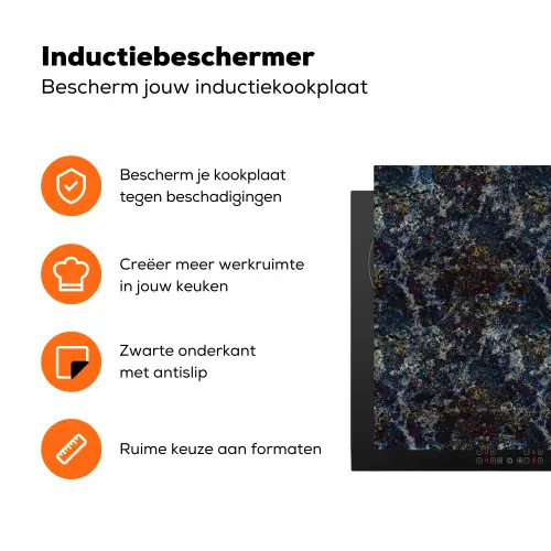 Blauw - Graniet - Donker Inductie beschermer vinyl 3mm klein 276 -zzzzzzz-td-ups
