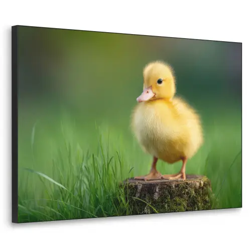 Kuiken - Eend - Geel - Gras Textielframe zwart klein -3d