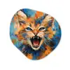 Kat - Kleurrijk - Oranje - Blauw Wandcirkel Organisch Plexiglas middel -3d