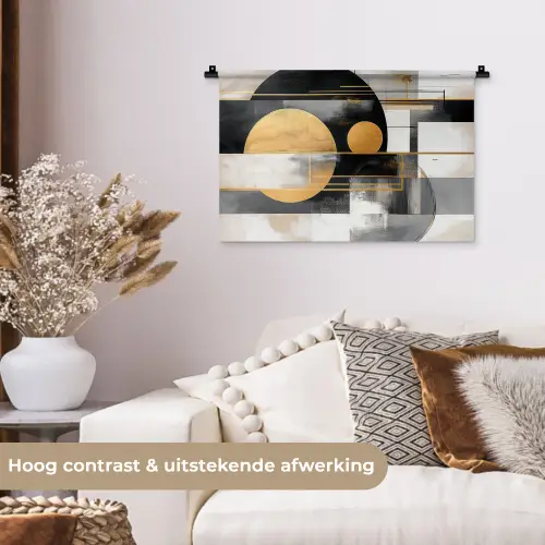 Abstract - Goud - Zilver - Vormen - Aesthetic - Modern Wandkleed katoen klein -sfeer1