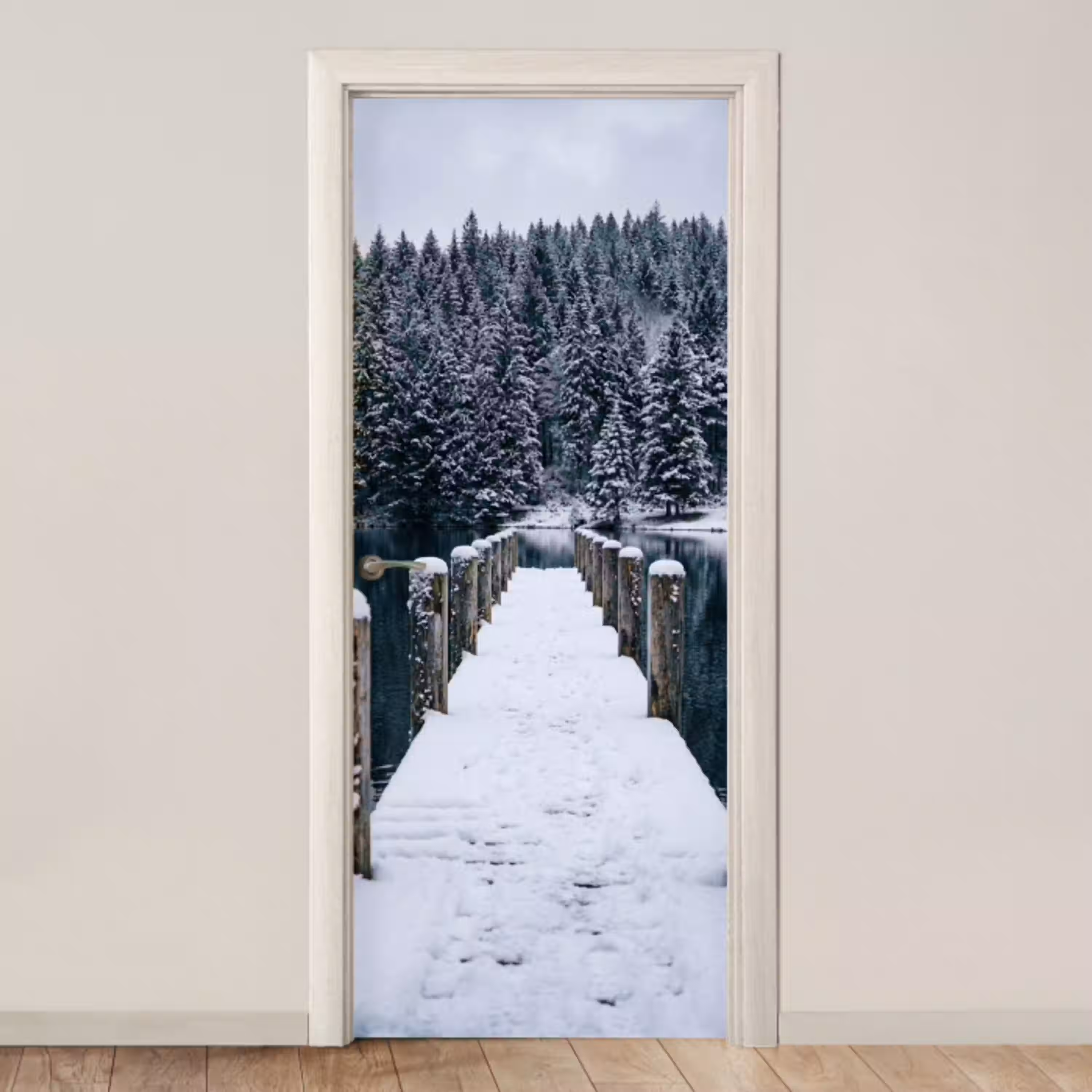 Steiger - Meer - Sneeuw - Bergen - Rustgevend deurposter klein -3d_beige