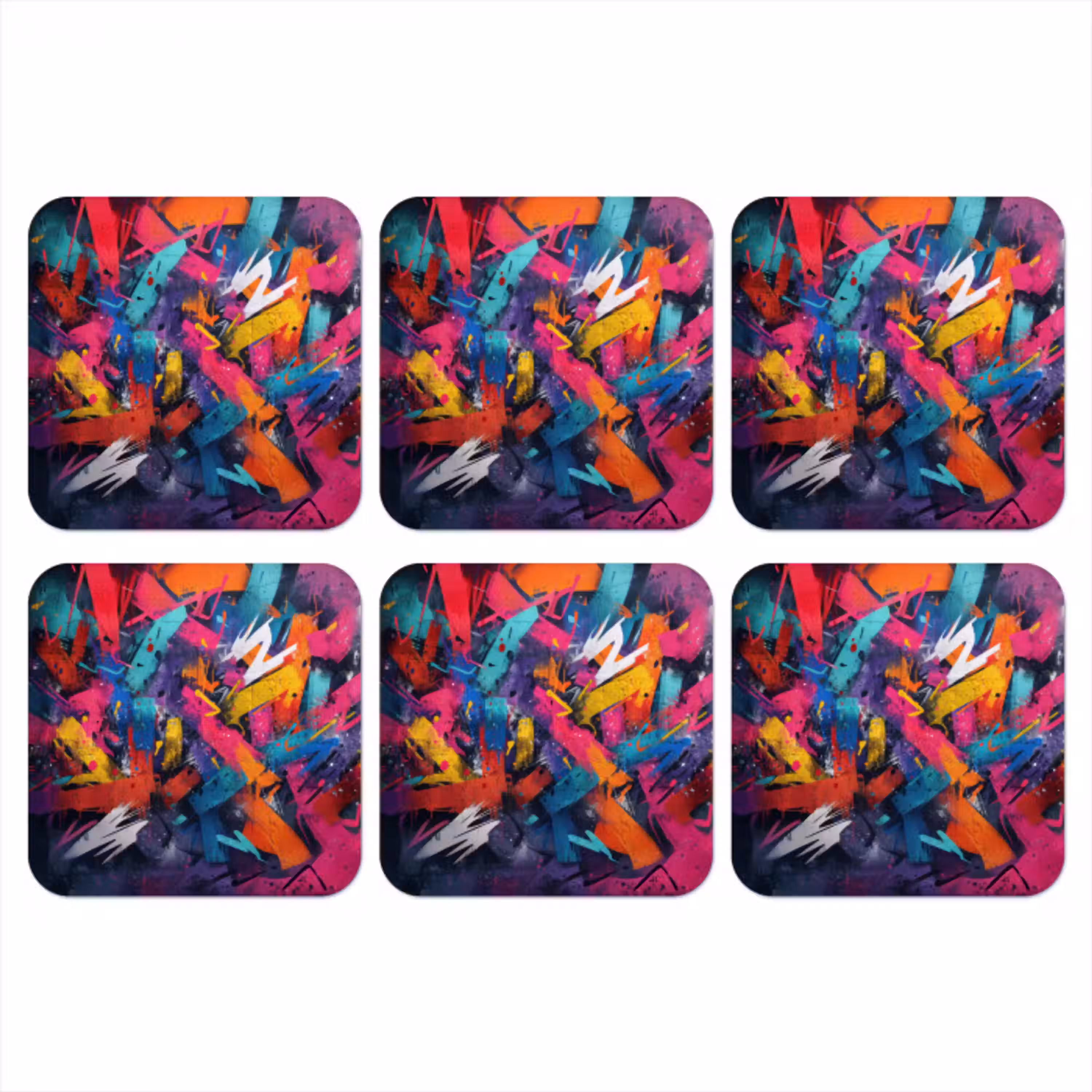 Abstract - Explosie - Neonkleuren onderzetter kurk middel -3d