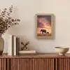Olifanten - Grasland - Zonsondergang Light Box met kabel (Tafellamp) klein -sfeer2