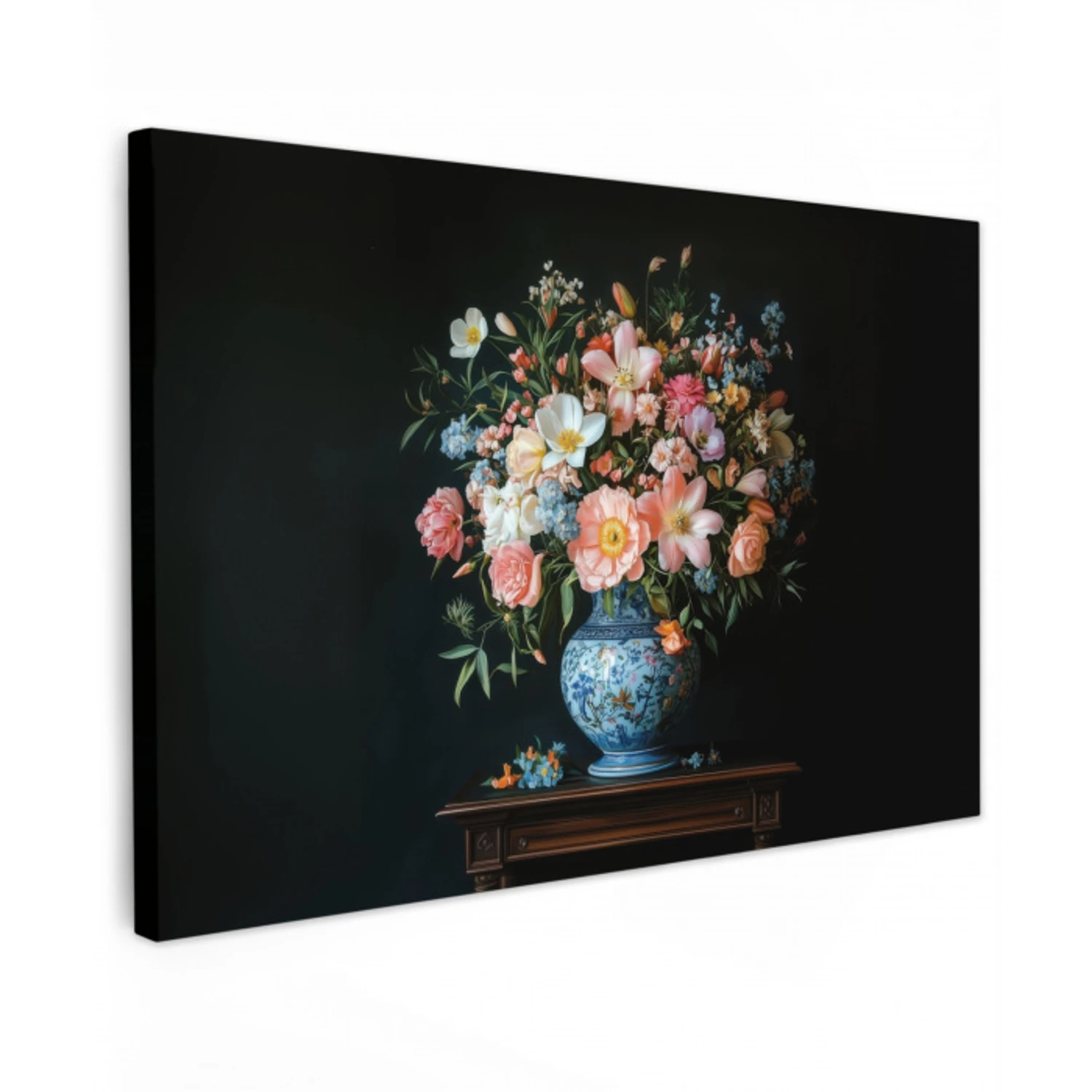 Roze - Bloemen - Vaas - Kleuren canvas 2cm klein -z3d