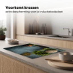 Kruiden - Specerijen - Pan - Mes - Grijs - Rustiek Inductie beschermer vinyl 3mm klein -sfeer1