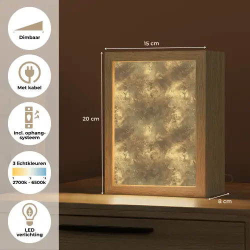Antiek - Metaallook - Goud Light Box met kabel (Tafellamp) klein 925 -USP_NL